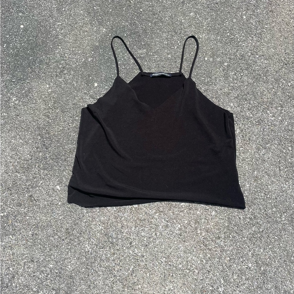 medium brandy melville black spaghetti strap cropped tank top
